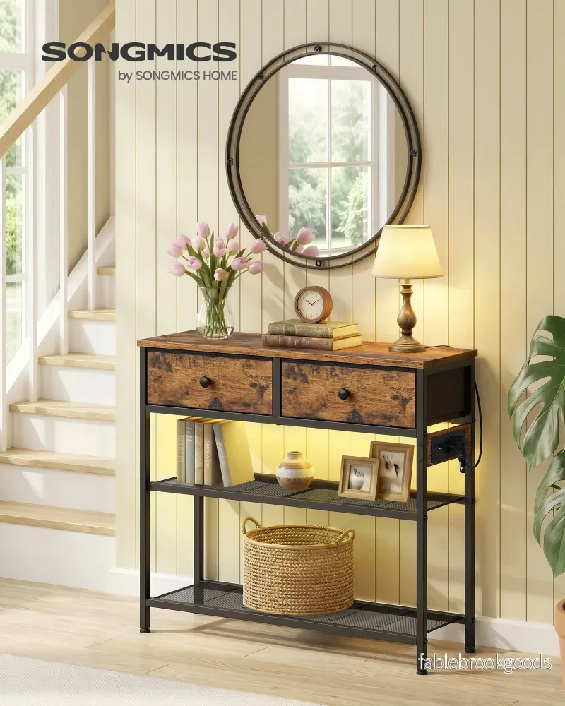 Consoletafel - 3 Laden - 2 Draadplanken - Vintage Bruin - Bild 2