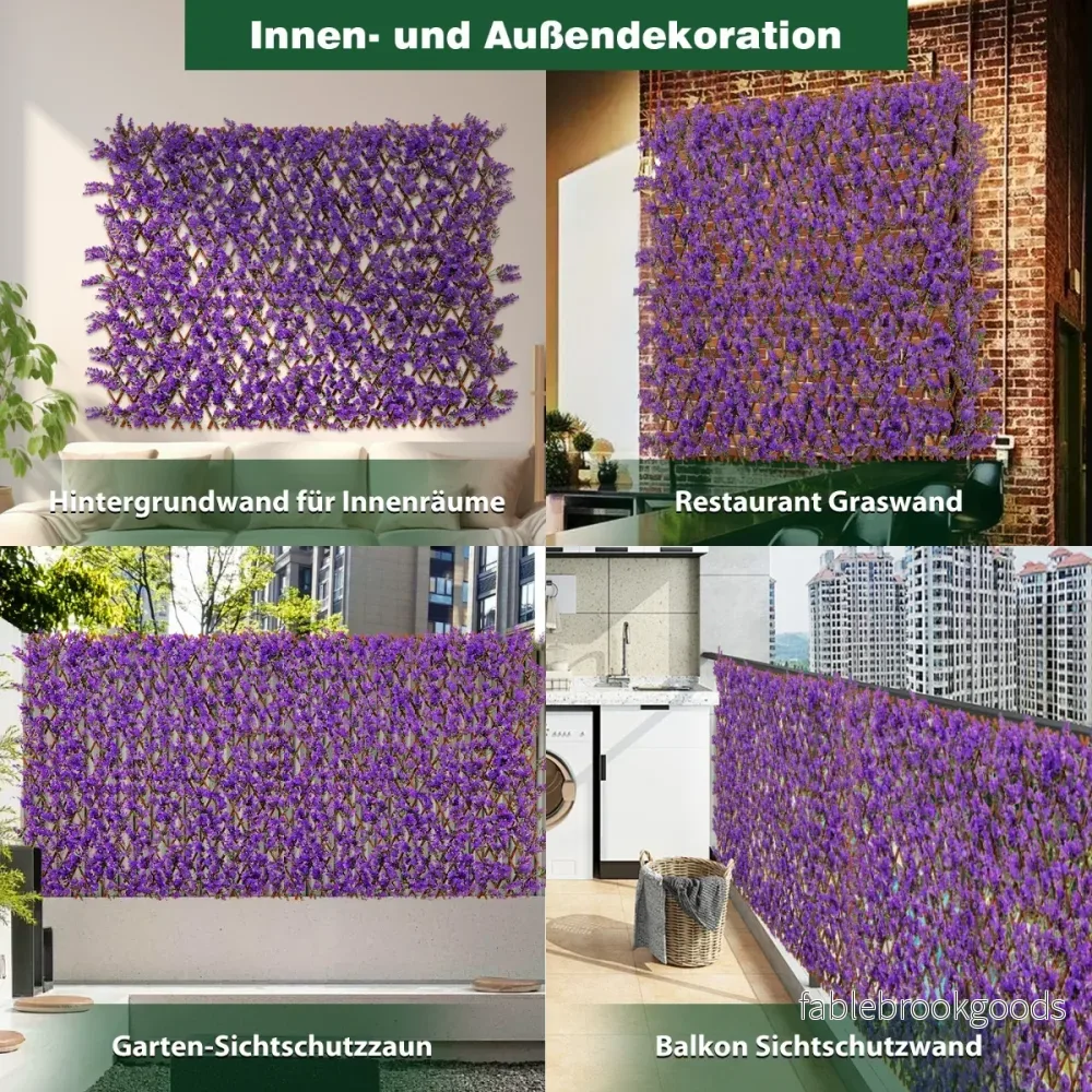 Artificiell – murgröna trädgård Privacy Screen växtvägg häckar med eukalyptus – Lila - Bild 2