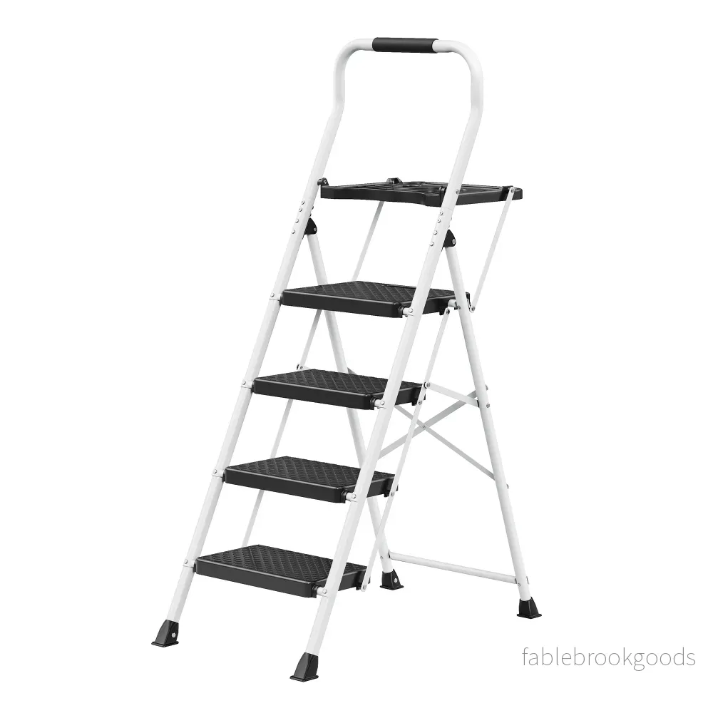 Opvouwbare Trapladder – 4 Treden – Staal – Draagvermogen tot 150 kg – Wit