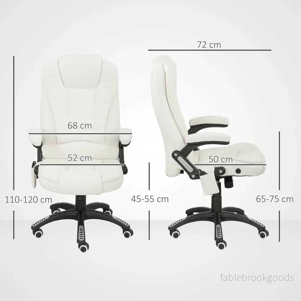 Ergonomisk kontorsstol med massage, gräddvit, 68x72x110-120 cm - Bild 3