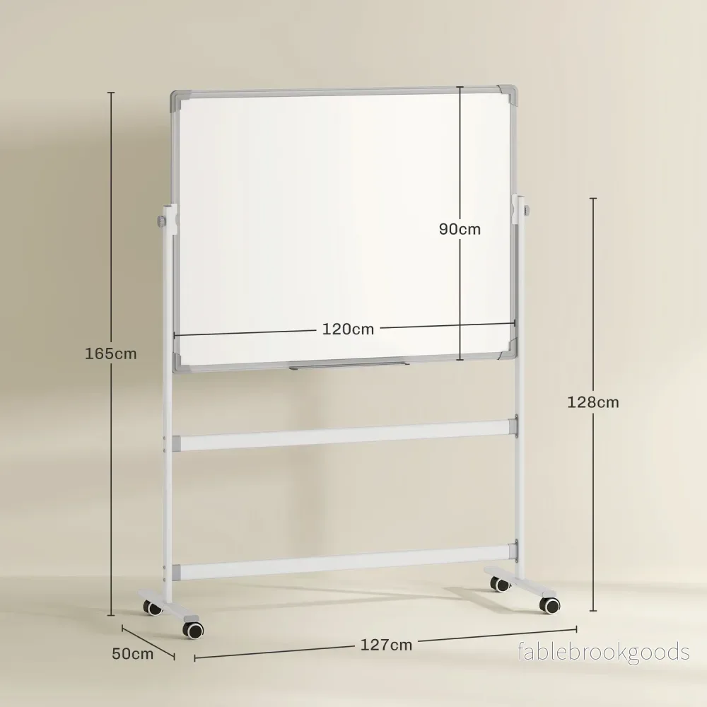 Dubbelsidig Whiteboard 120x90 cm med stativ & hjul - Bild 3