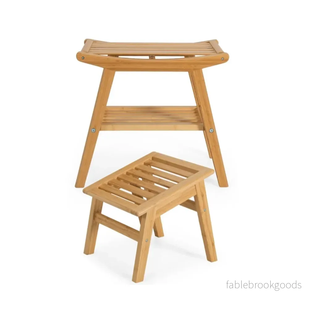 Bambu – duschbänk och fotpall Badrumspall för Natural – Natur