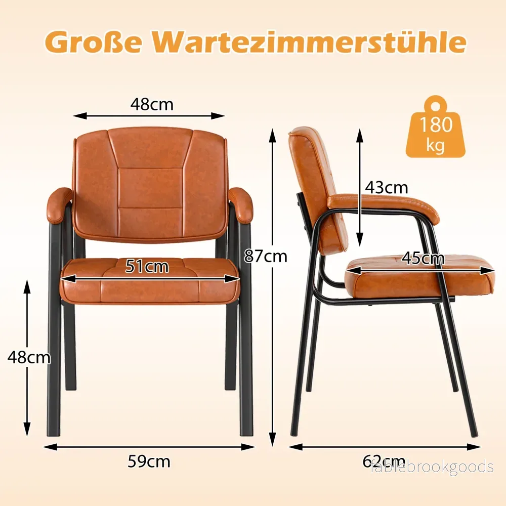 pack – konferensstolar med vadderade armstöd och metallram, besöksstolar bruna – 2 – Brun - Bild 2