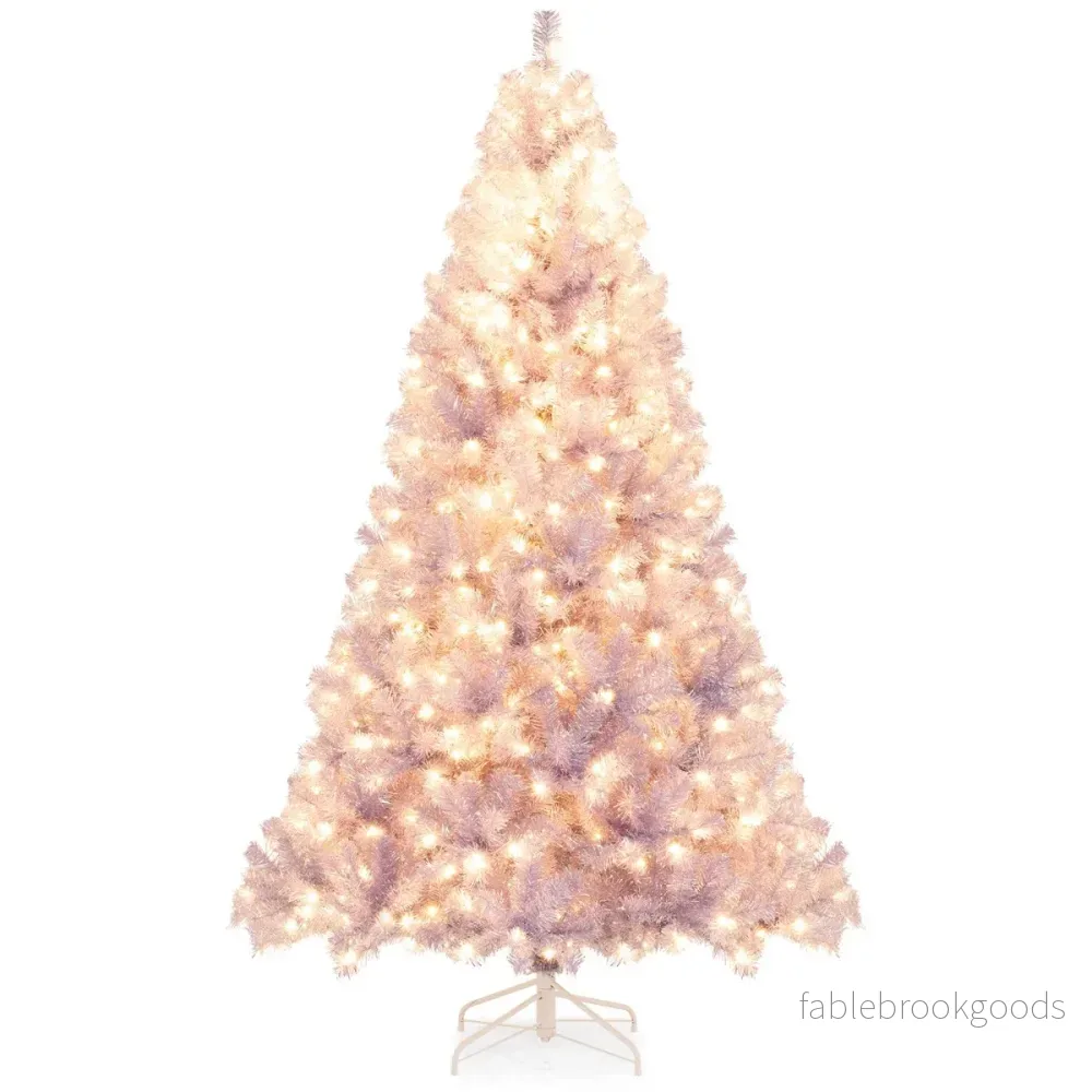 Konstgjord – julgran med belysning varmvita LED lampor Violett – 225 cm – Lila