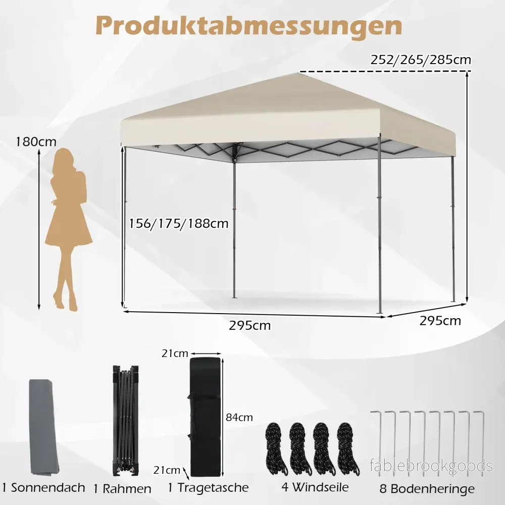 Pop – up Paviljong med bärväska och UV50+ Höj sänkbar – 3 x 3 m – Vit - Bild 2