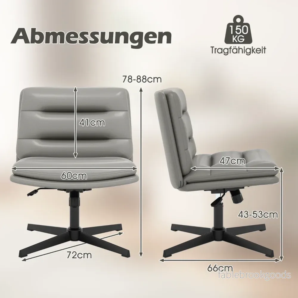 Schneidersitzstol – med tjock stoppning, höj och sänkbar snurrstol, kontorsstol – Grå - Bild 2