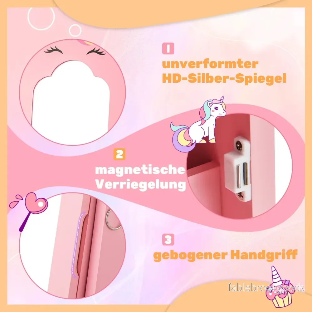 i – smyckesskåp för barn med fullängdsspegel och låda Spegelskåp Sminkspegel – 2 1 – Rosa - Bild 3