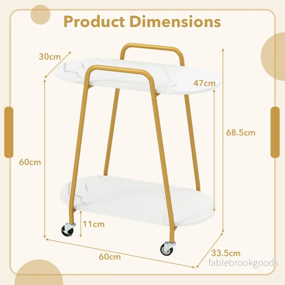 nivåers – rullbar sidobord modern mobilt sängbord med konstmarbletopp – 2 – Vit - Bild 2