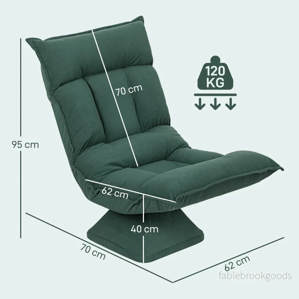 Swivel Floor Stol med justerbart ryggstöd – Green Velvet - Bild 3