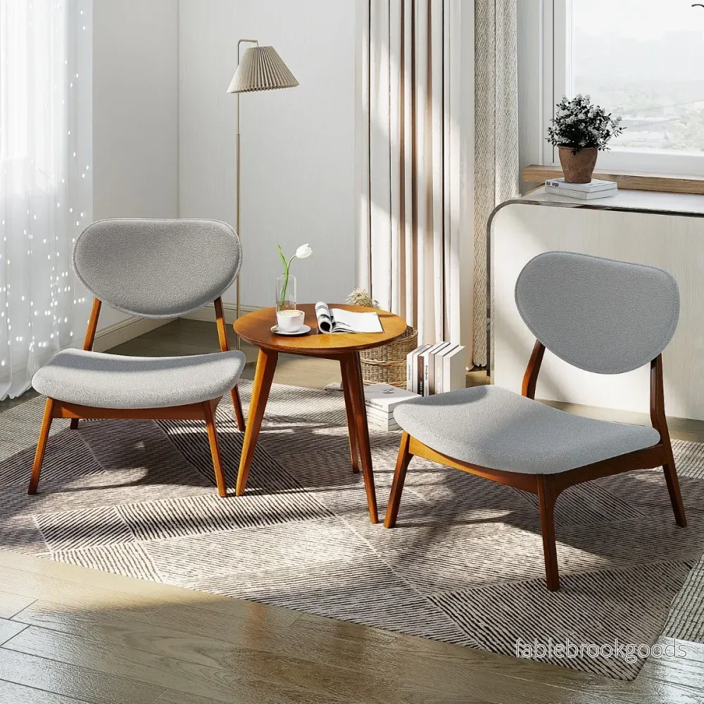 delat – fåtölj med sidobord Polstrad loungestol set Litet stolar – 3 2 – Ljusgrå - Bild 3