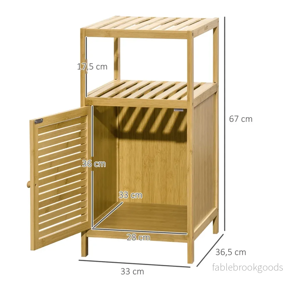 Badrumsskåp i bambu, öppen hylla, tippskyddsdesign - Bild 3
