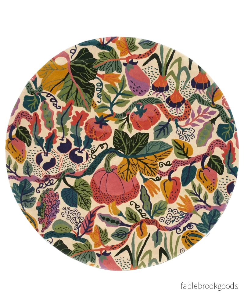 Måttanpassad Matta Heritage Garden Rund Cream Multi