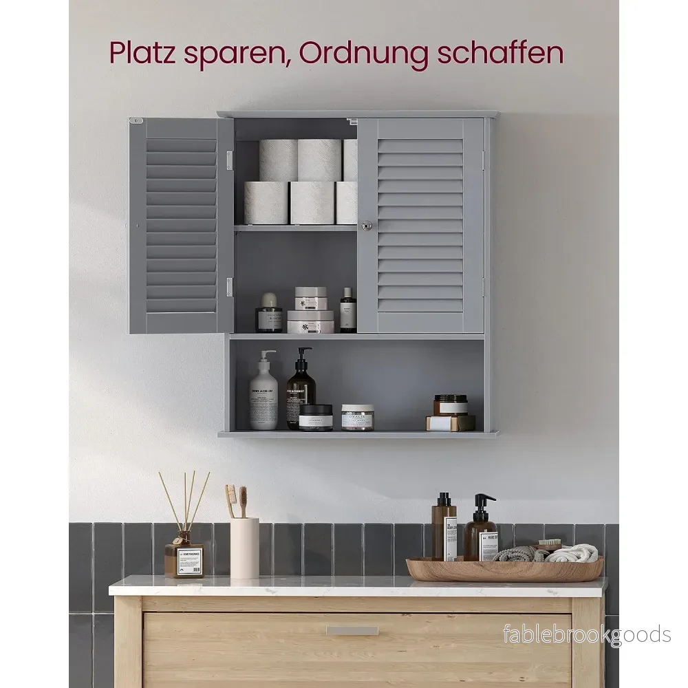 Badkamerkastje - Lamellendeuren - Verstelbare Plank - Smal - Mystiek Grijs - Bild 3