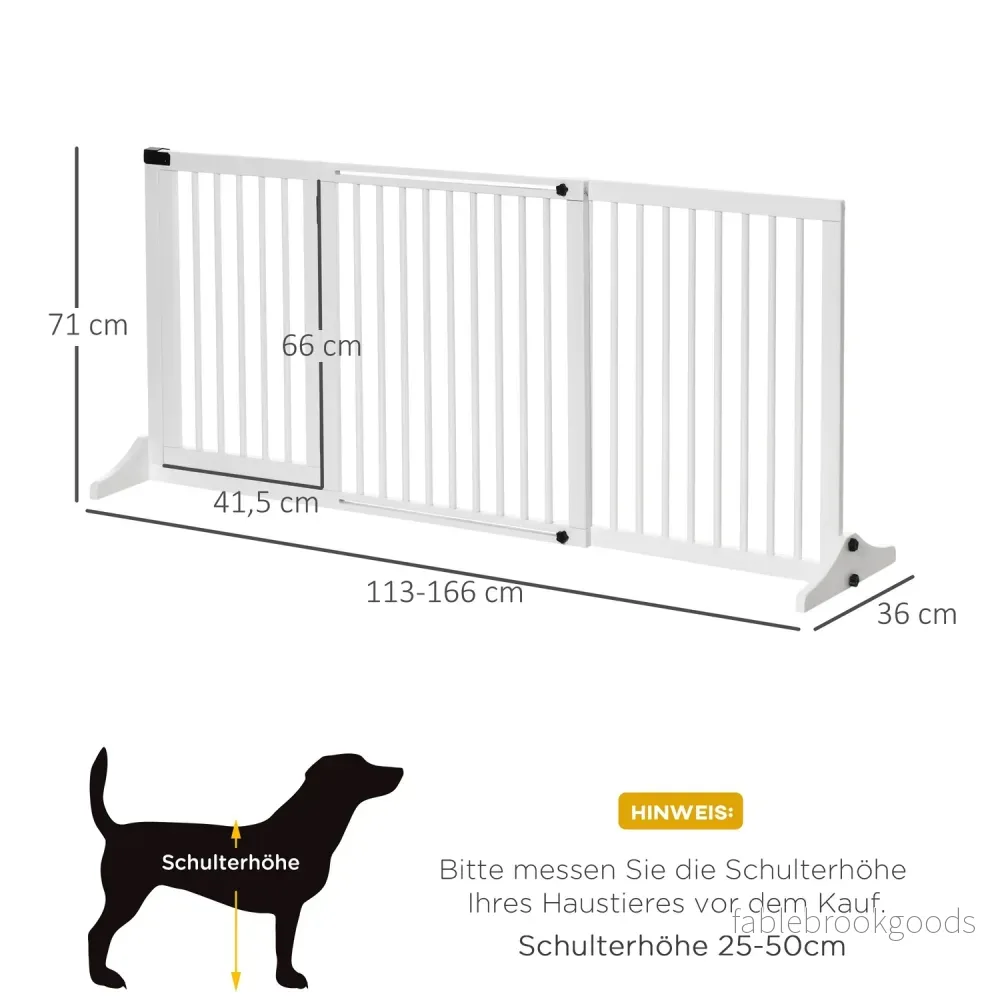 Dog Safety Gate – Fristående trä med lättåtkomlig dörr, vit - Bild 3