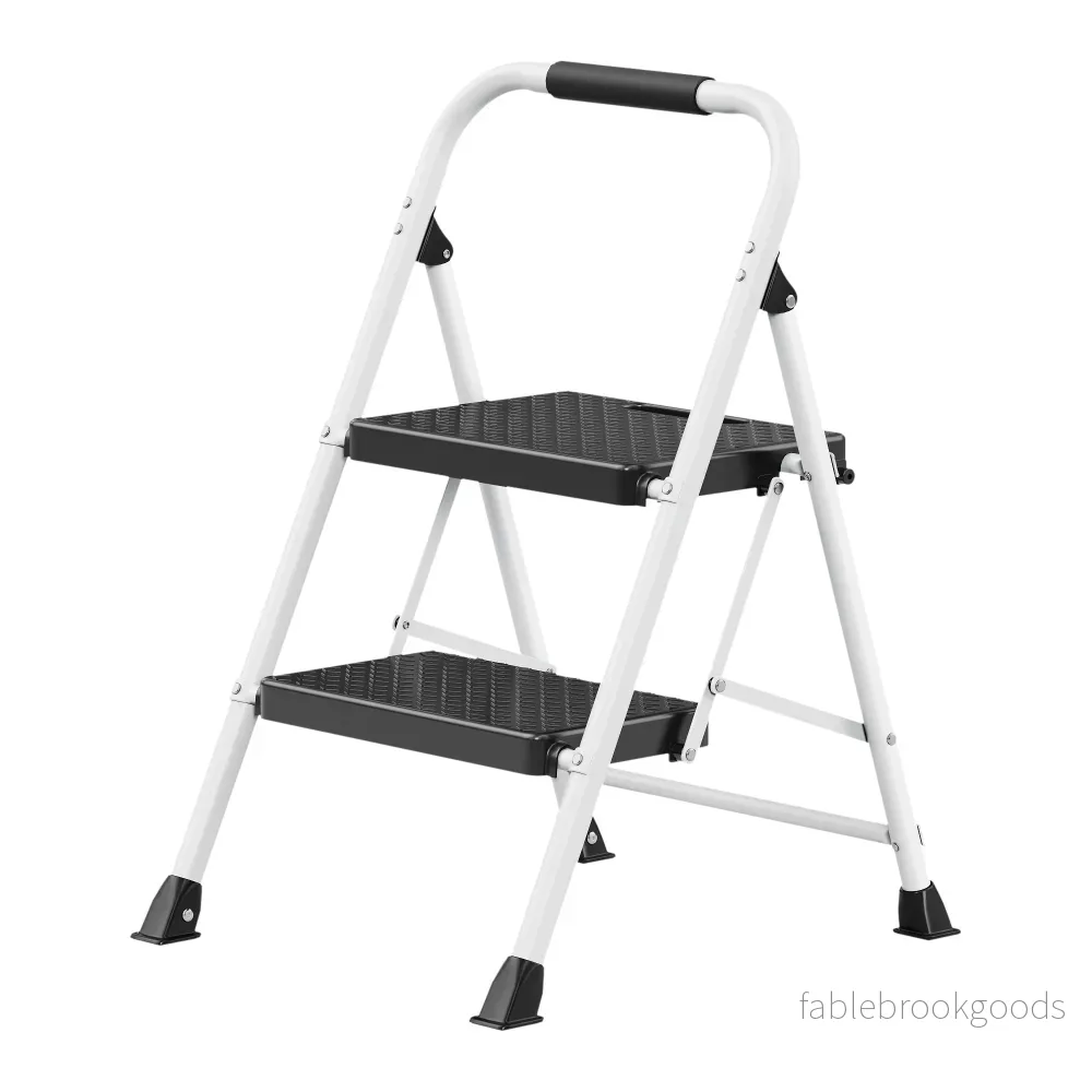 Opvouwbare Trapladder – 2 Treden – Staal – Draagvermogen tot 150 kg – Wit