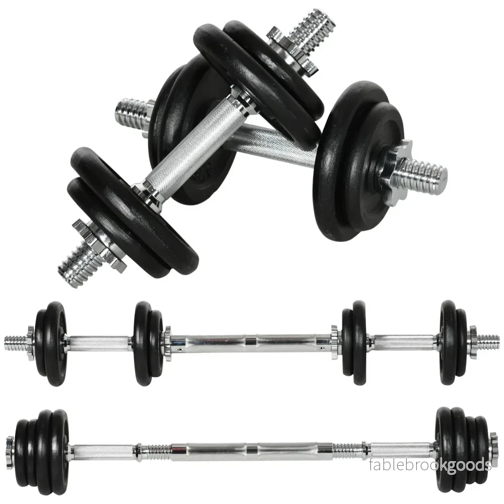 Justerbar hantel- och skivstångssats, 20 kg, antisladd