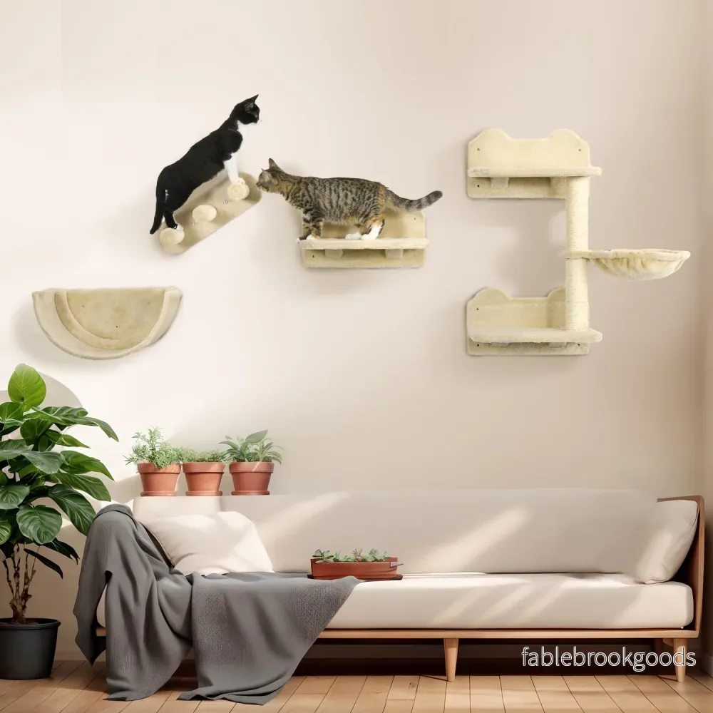 Kattklätterväggsset med trappor & hängmatta för små katter - Bild 2