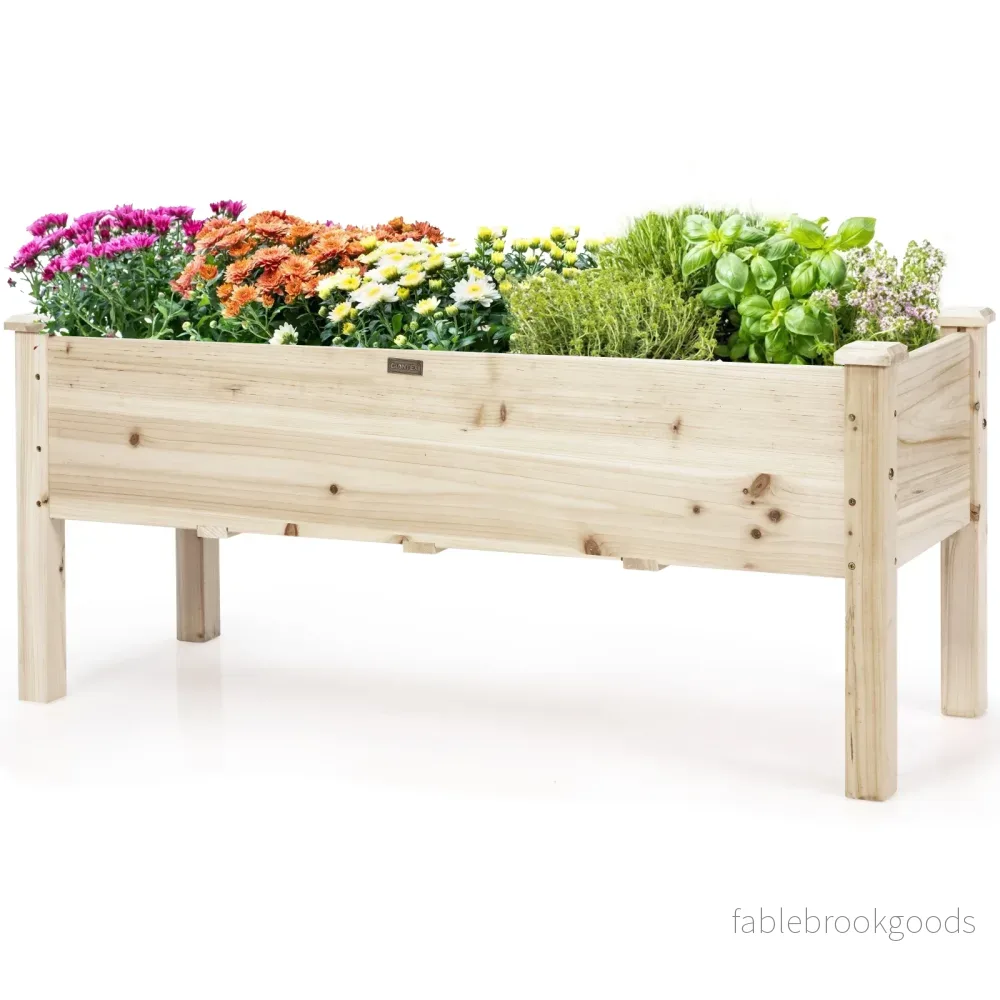 Upphöjd – plantering tråg säng gjord av gran trä plantera trädgård kit – 120 x 43,5 x 51 cm – Natur - Bild 2