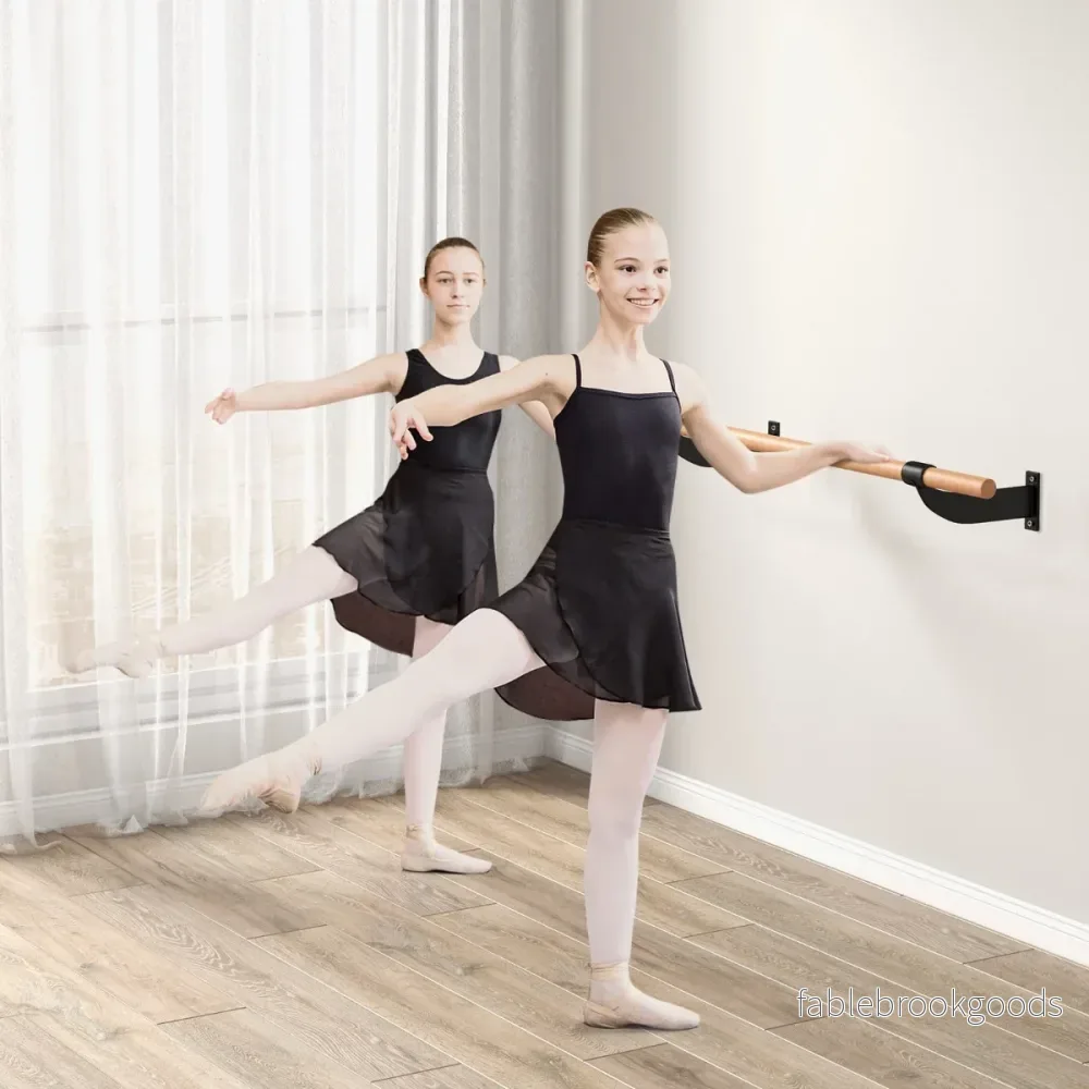 Lång – dansstång Väggmonterad balettstång Balettutrustning Fast höjd Fitnessstång – 120 cm – Svart