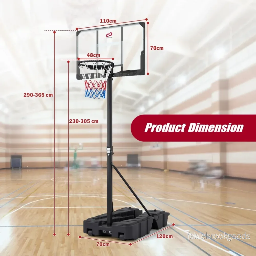 Höhenverstellbarer – Basketballkorb mit Ständer und Rädern, mobiles Korbsystem Ballaufbewahrung – 2 – Svart - Bild 2