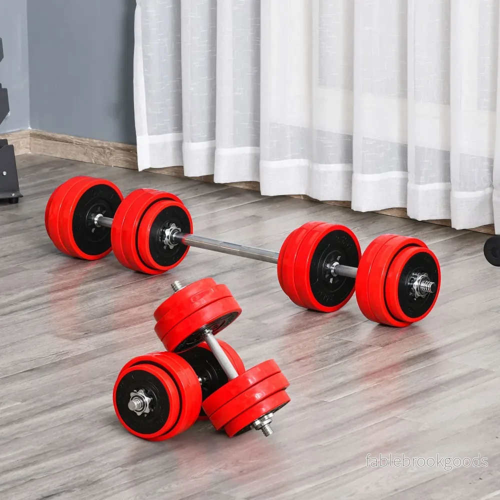 Justerbar 2-i-1 hantelset, 20/30 kg, stål & PP-plast - Bild 2