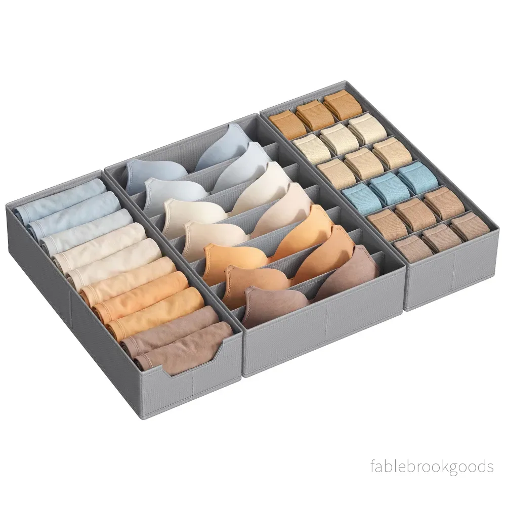 Lade-organizer – Opvouwbaar – Set van Meerdere Boxen – Duifgrijs – 19 x 40 x 10 cm Lade-organizer – Opvouwbaar – Set van Meerdere Boxen – Duifgrijs – 19 x 40 x 10 cm