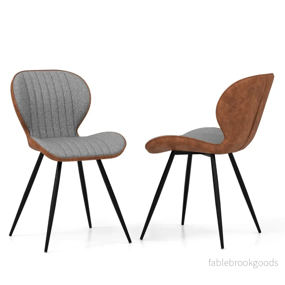 Set – med matstolar stoppade accentstolar svängt ryggstöd – 2 57 x 49 x 81 cm – Grå - Bild 2