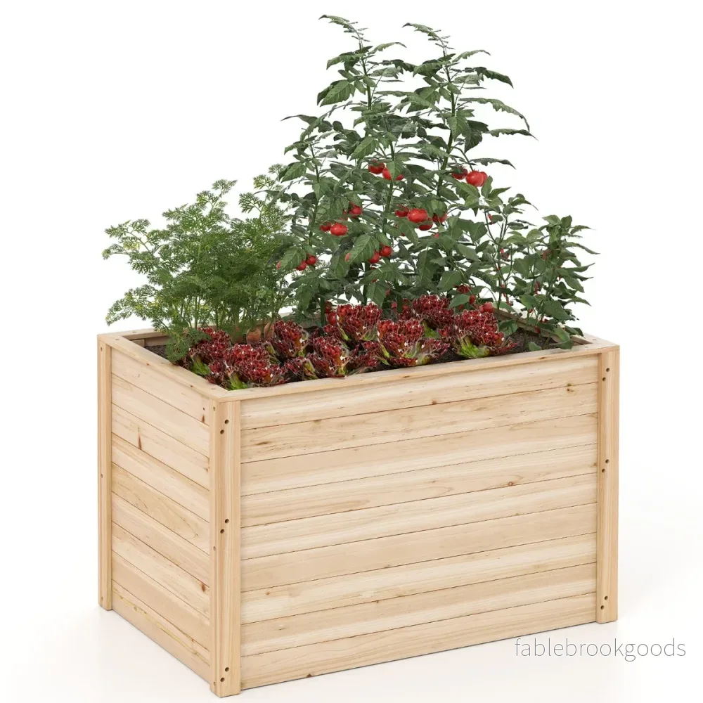 Höjt – trädgårdsland i trä, djupt planteringskärl med öppen botten – 100 x 64 x 65,5 cm – Natur
