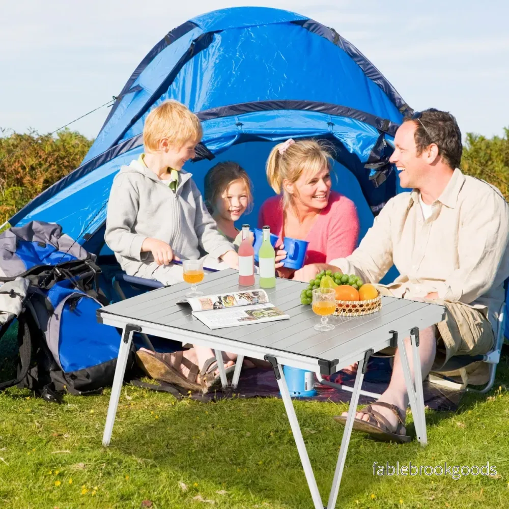 Campingbord – med vattentålig bordsskiva och bärväska picknickbord utomhusbord – Silver - Bild 3