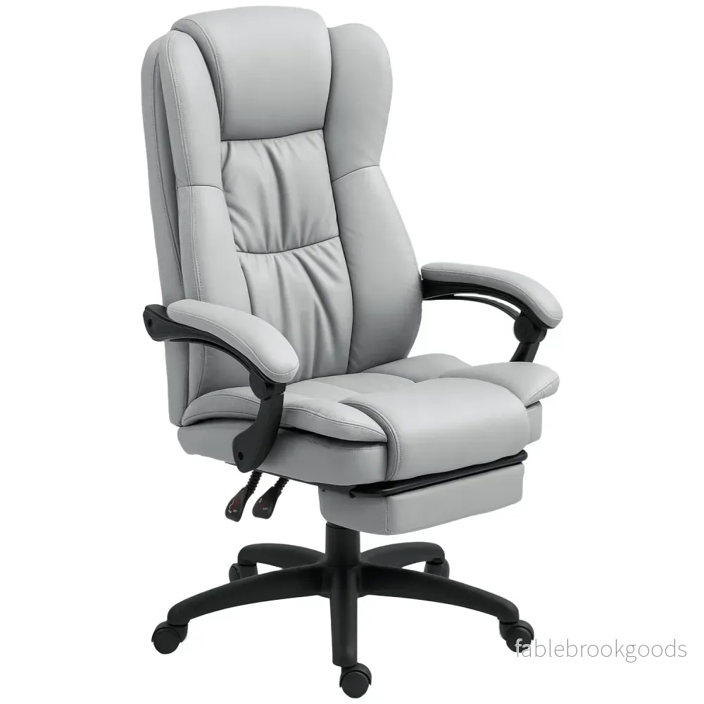 Ergonomisk kontorsstol med massage, lutning, fotstöd, grå