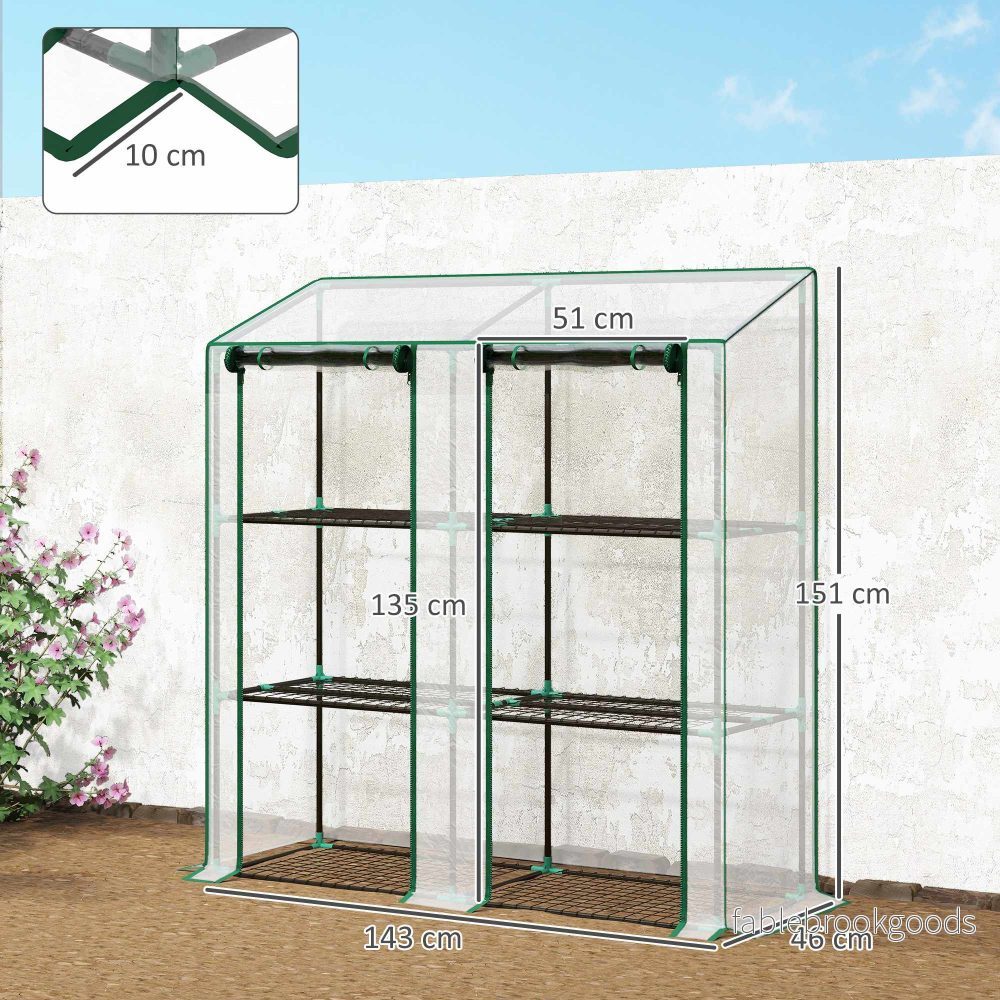 Miniväxthus med 3 våningar, 6 trådhyllor och transparent lock - Bild 3