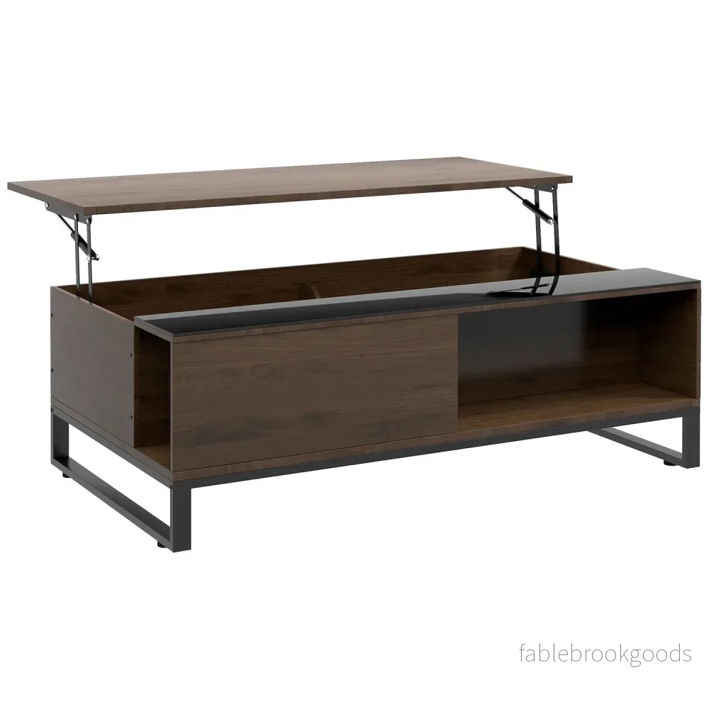 Modernt soffbord i svart stål med förvaring, 102x58x35,5 Cm