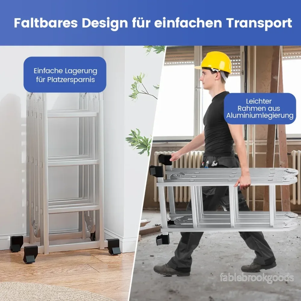 i – multifunktionsstege tillverkad av aluminiumställningsstege lastkapacitet upp – 7 1 150 kg 370,5 cm – Silver - Bild 3