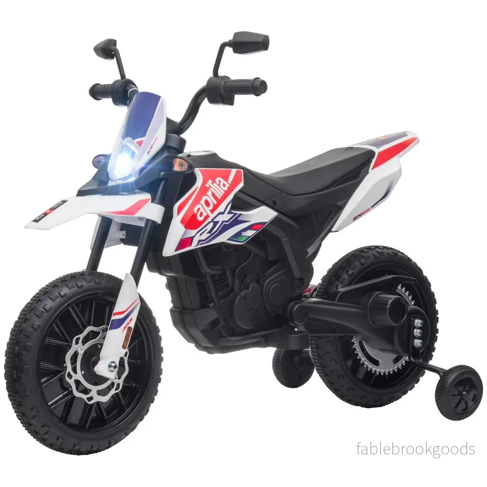 Barns 12V elmotorcykel med musik, 6 km/h, Vit Barns 12V elmotorcykel med musik, 6 km/h, Vit