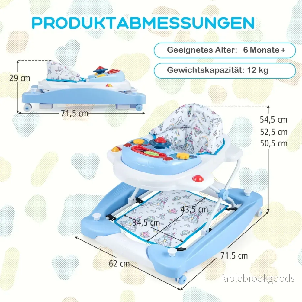 i – Baby Walker med avtagbar lekbräda och trampdyna – 6 1 – Blå - Bild 2