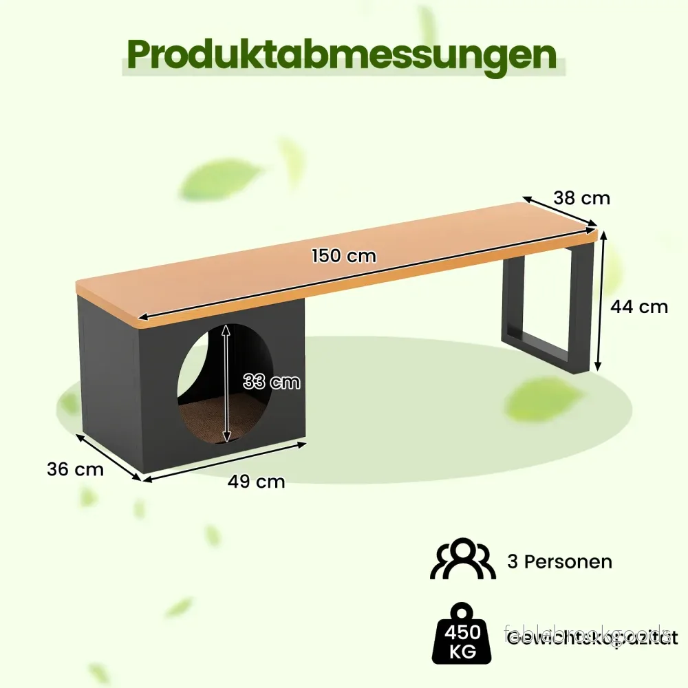 Metall – trädgårdsbänk med katt hus sits utan ryggstöd balkongbänk – 3 – Kaffe - Bild 2