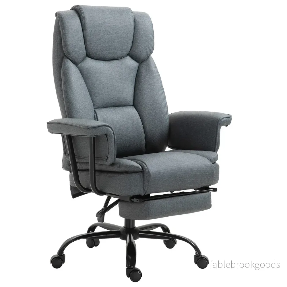 Ergonomisk kontorsstol, justerbar med nackstöd och fotstöd