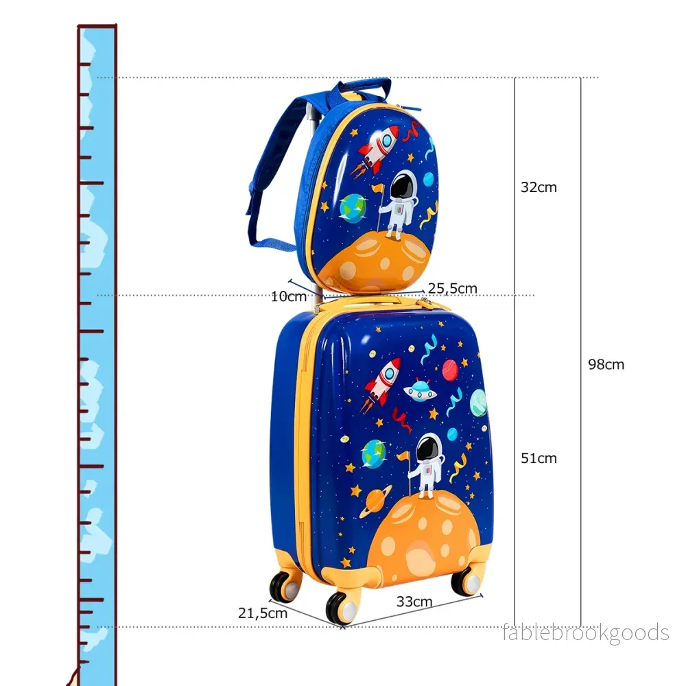 delat – set Barnresväska + ryggsäck av plast Barnvagn Barnbagage Astronauter – 2 – Blå - Bild 2