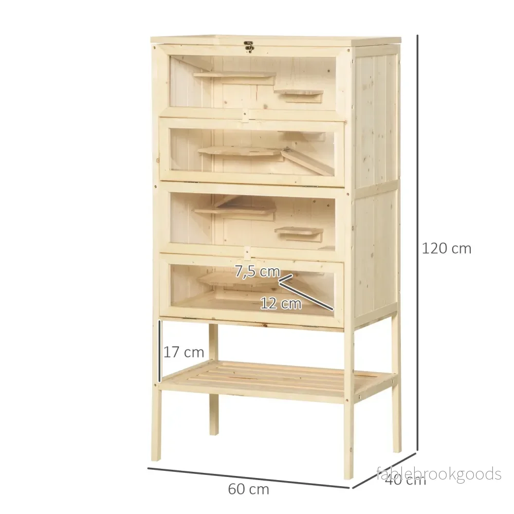 Liten djurbur med nättak; 5-nivå Wood Hutch - Bild 3