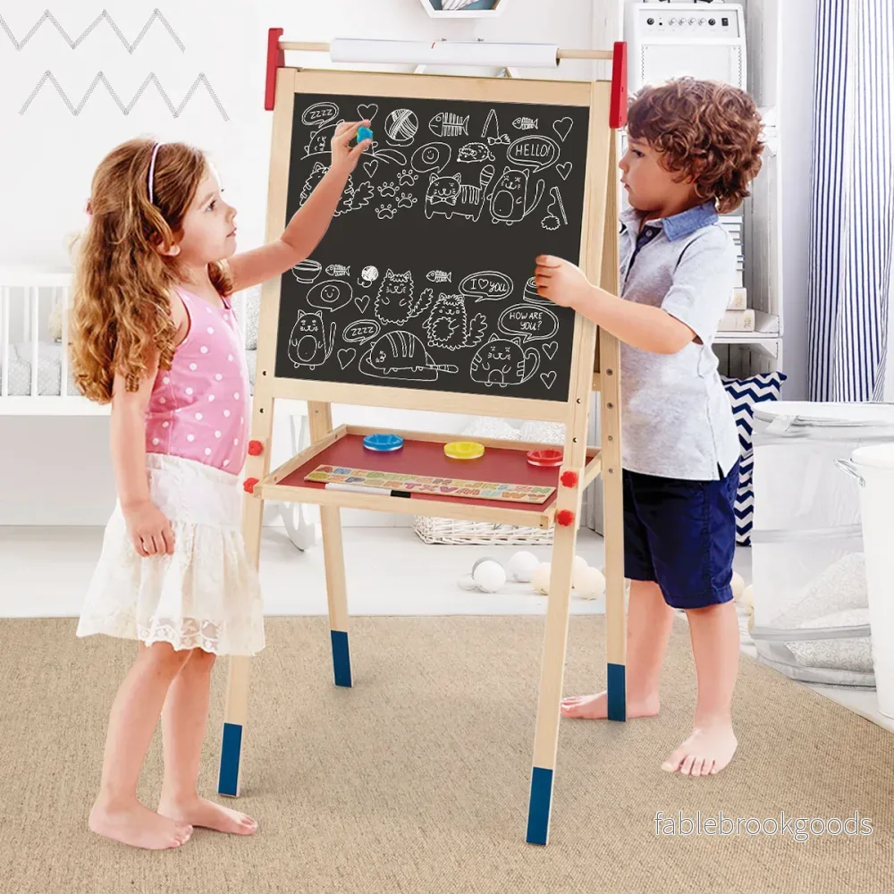 i – rittavla för barn Dubbelsidig ståbräda med whiteboard Natural – 3 1 – Natur - Bild 2