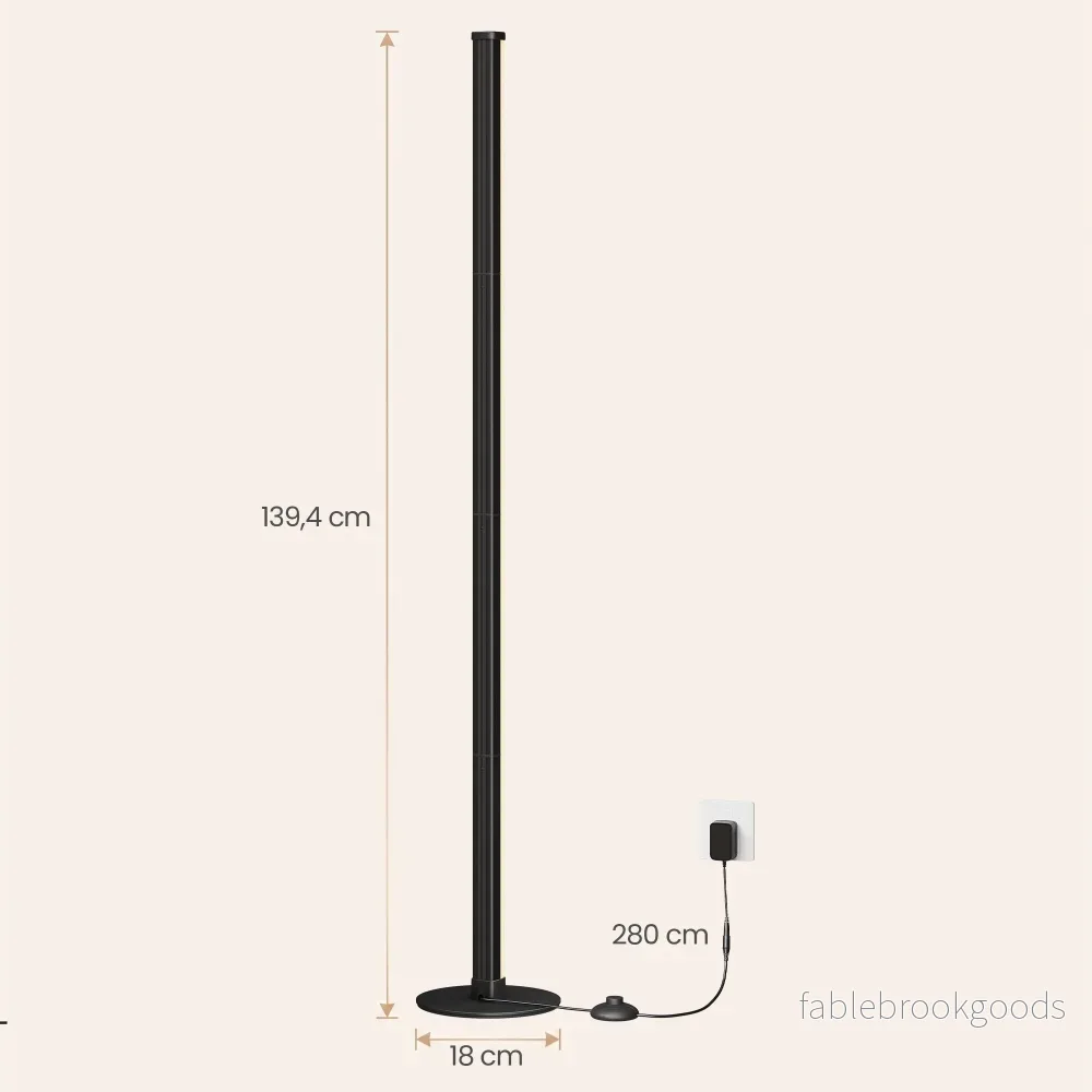 Vloerlamp - LED - Dimbaar - Zwart - 18 x 139,4 cm - Bild 3
