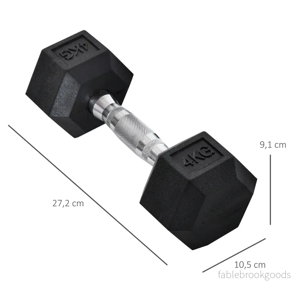 Hexagon Hantlar Set, 2x4 kg, gjutjärn, räfflade handtag - Bild 3