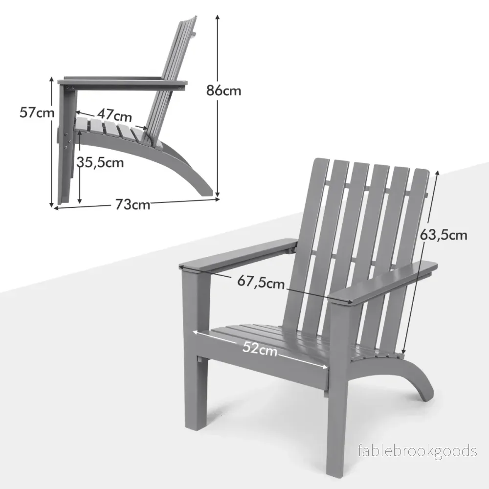 Adirondack – Stol tillverkad av akaciaträ upp – 160 kg – Grå - Bild 2