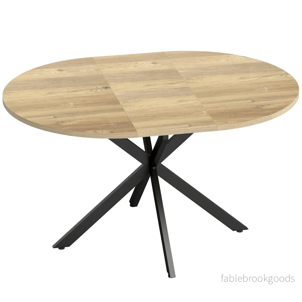 Utdragbart runt matbord för 4-6 personer, 100-135 cm, träfinish