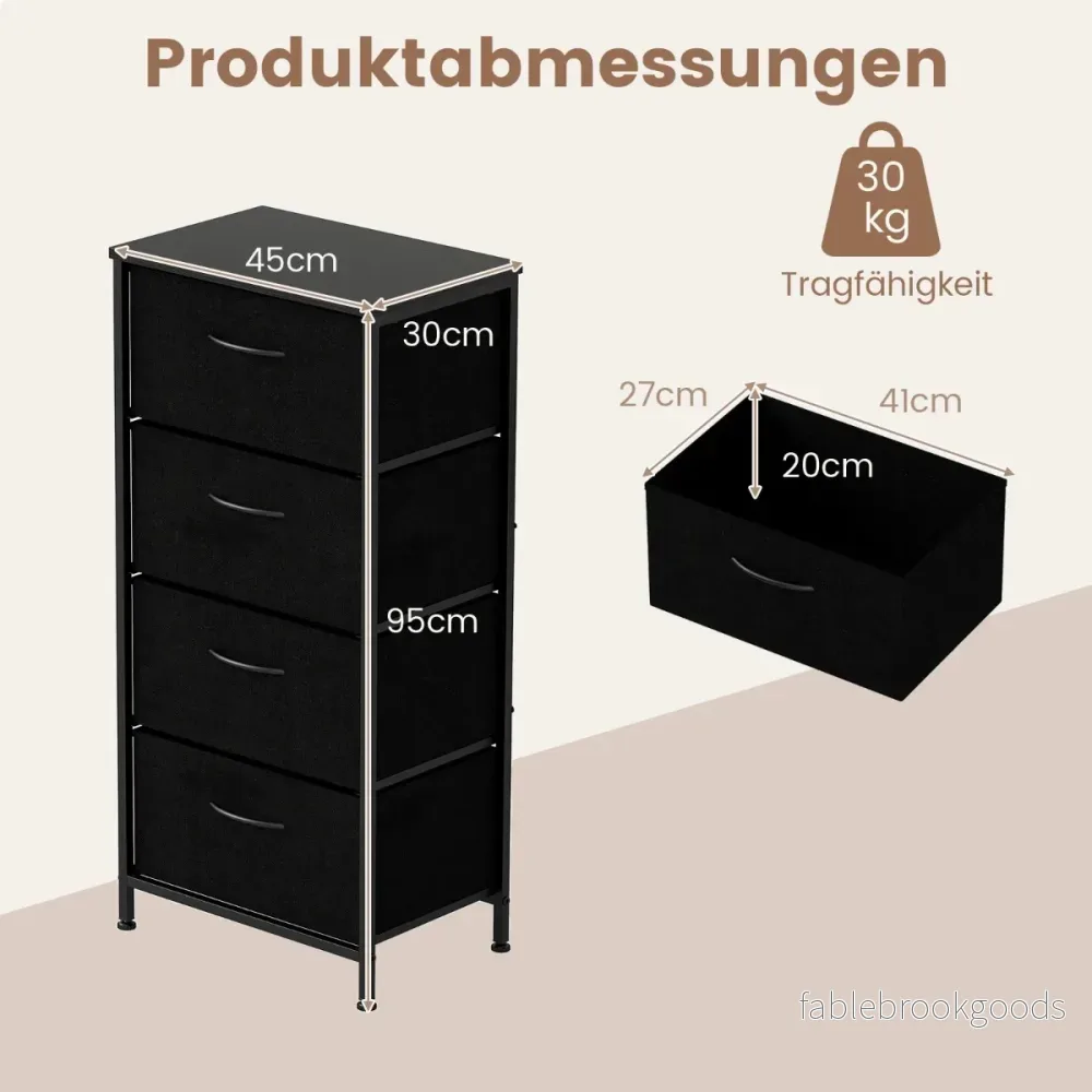 Byrå – med lådor Lådskåp träskiva Sideboard robust metallram – 4 – Svart - Bild 2