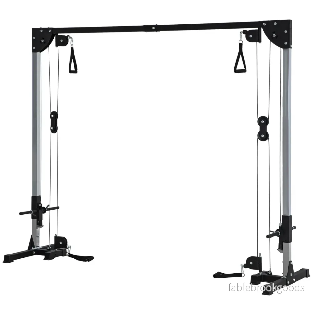 Kabeldragkraftverk för hemmet, insticksvikter upp till 50kg belastning per sida, kabeldragstation med handtag, fristående kabeltorn kabeldragtorn för övningar hemgym 245 x 207 cm |