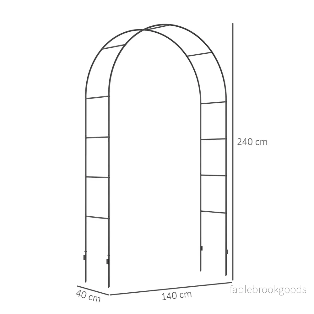 Trädgårdsbåge i metall för klätterväxter – Svart, 140x40x240 cm - Bild 3