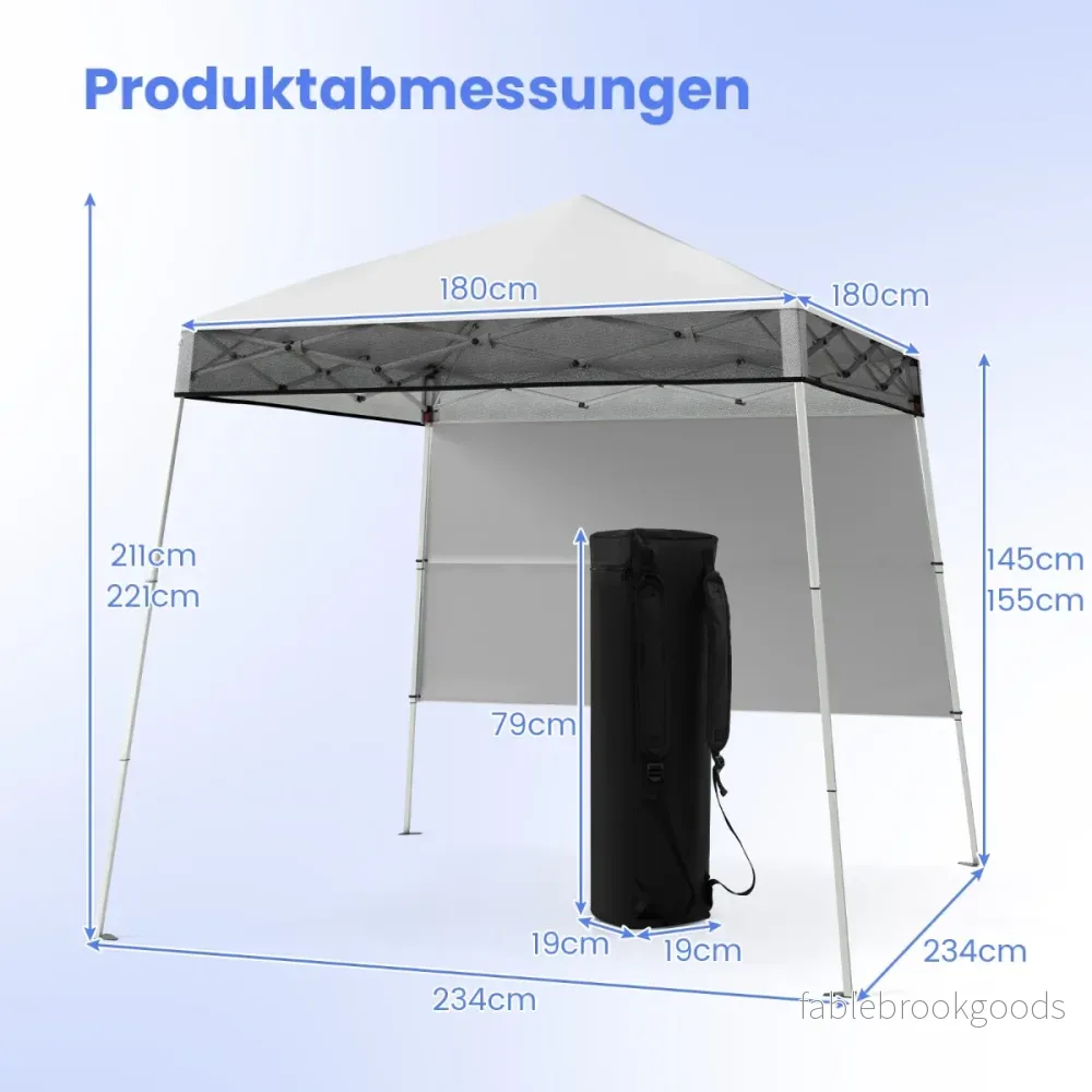 Paviljong – Pop up Höjdjusterbar med sidovägg och markhakar Vattentät för trädgårdsfest – 2 x 2 m – Vit - Bild 2