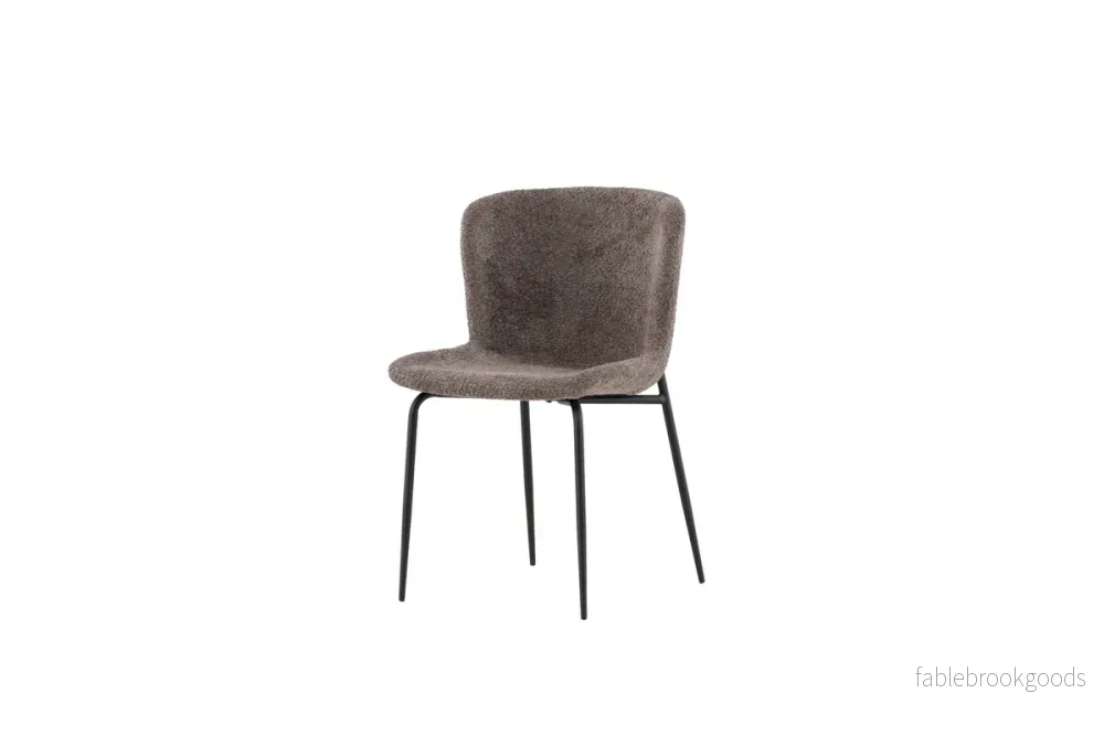 Modesto Matstolar 2-pack Brun – Moderna Bouclé Matstolar med Svarta Metallben | Venture home - Bild 3
