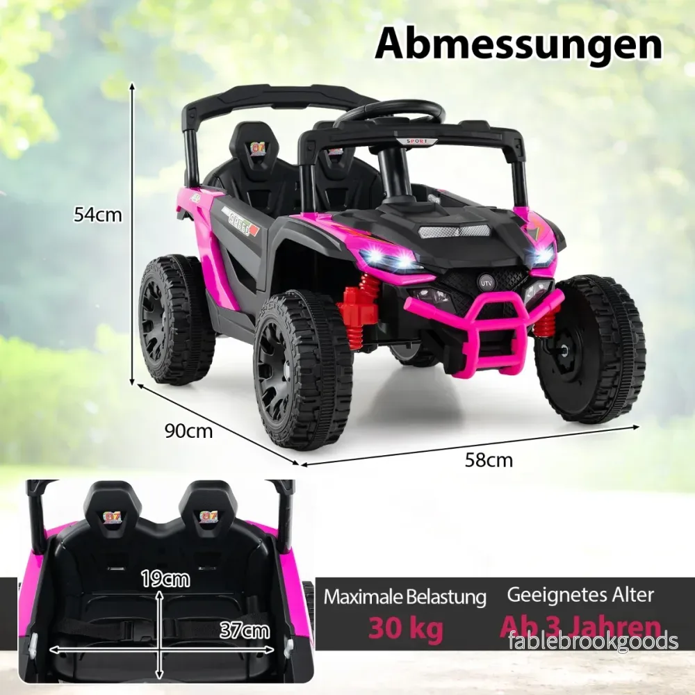 Barn – 12V elbil med fjärrkontroll Elektrisk UTV lastbil – Rosa - Bild 2